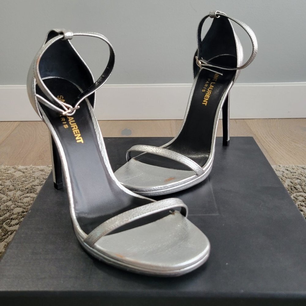 Saint Laurent Argento Silver Heels Size 36 - Picture 5 of 16